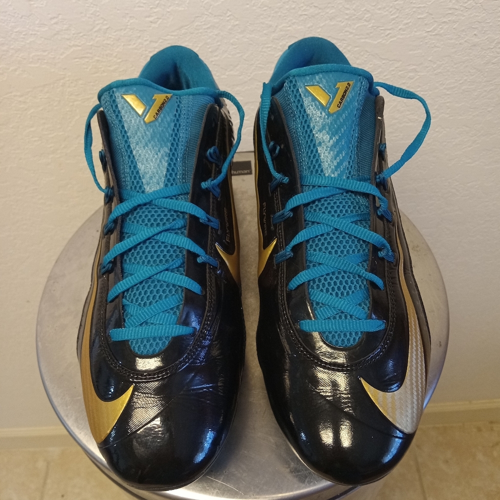 Nike Vapor Carbon 2 Men's 12 Cleats Jaguars Football 2014 Bkack Blue Green Jack - Picture 5 of 15